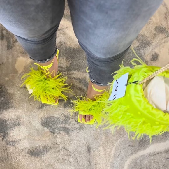 Zara Shoes - ZARA FEATHERED HIGH HEEL SANDALS